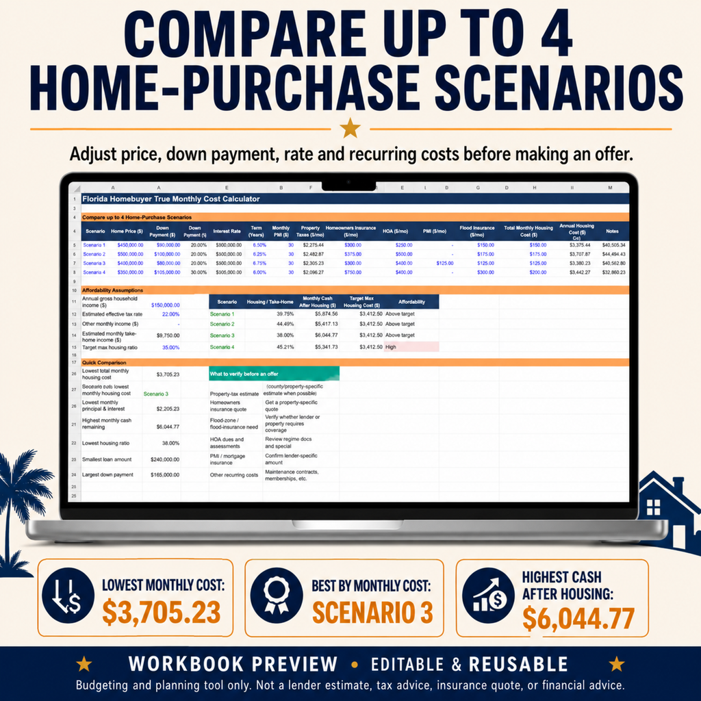 Florida Homebuyer True Monthly Cost Calculator