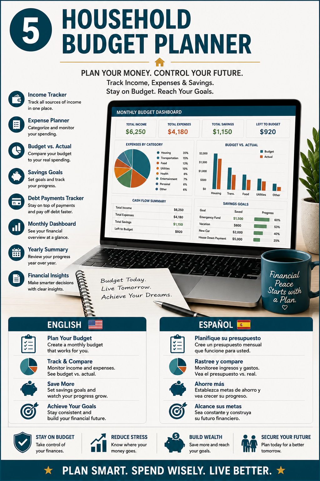 Household Budget Planner — English + Spanish