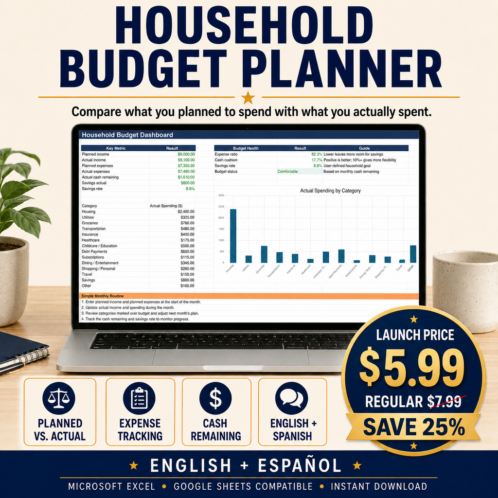 Household Budget Planner — English + Spanish