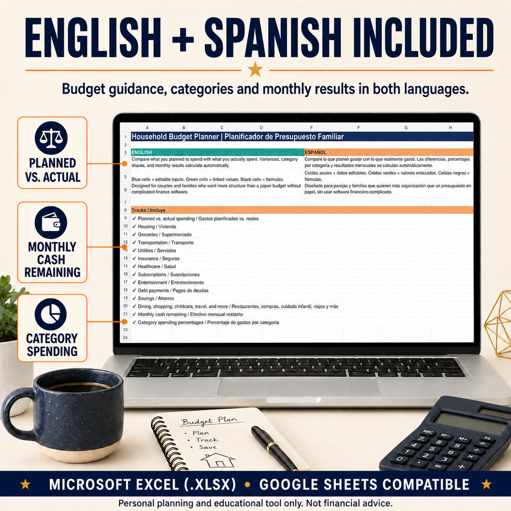 Household Budget Planner — English + Spanish