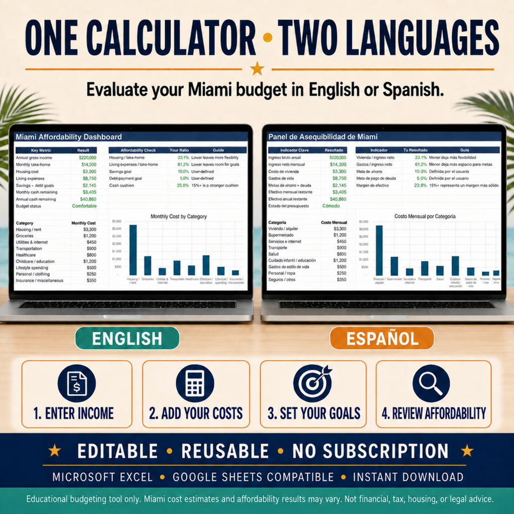 Miami Cost of Living & Salary Calculator — English + Spanish