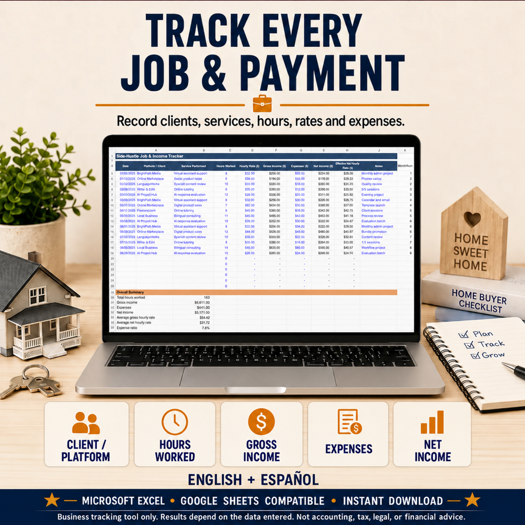 Side-Hustle Income & Expense Tracker