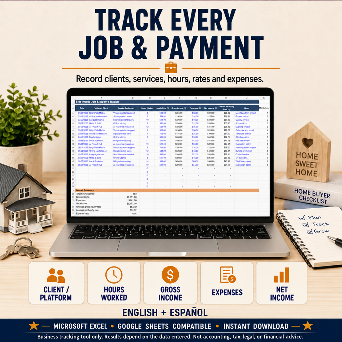 Side-Hustle Income & Expense Tracker