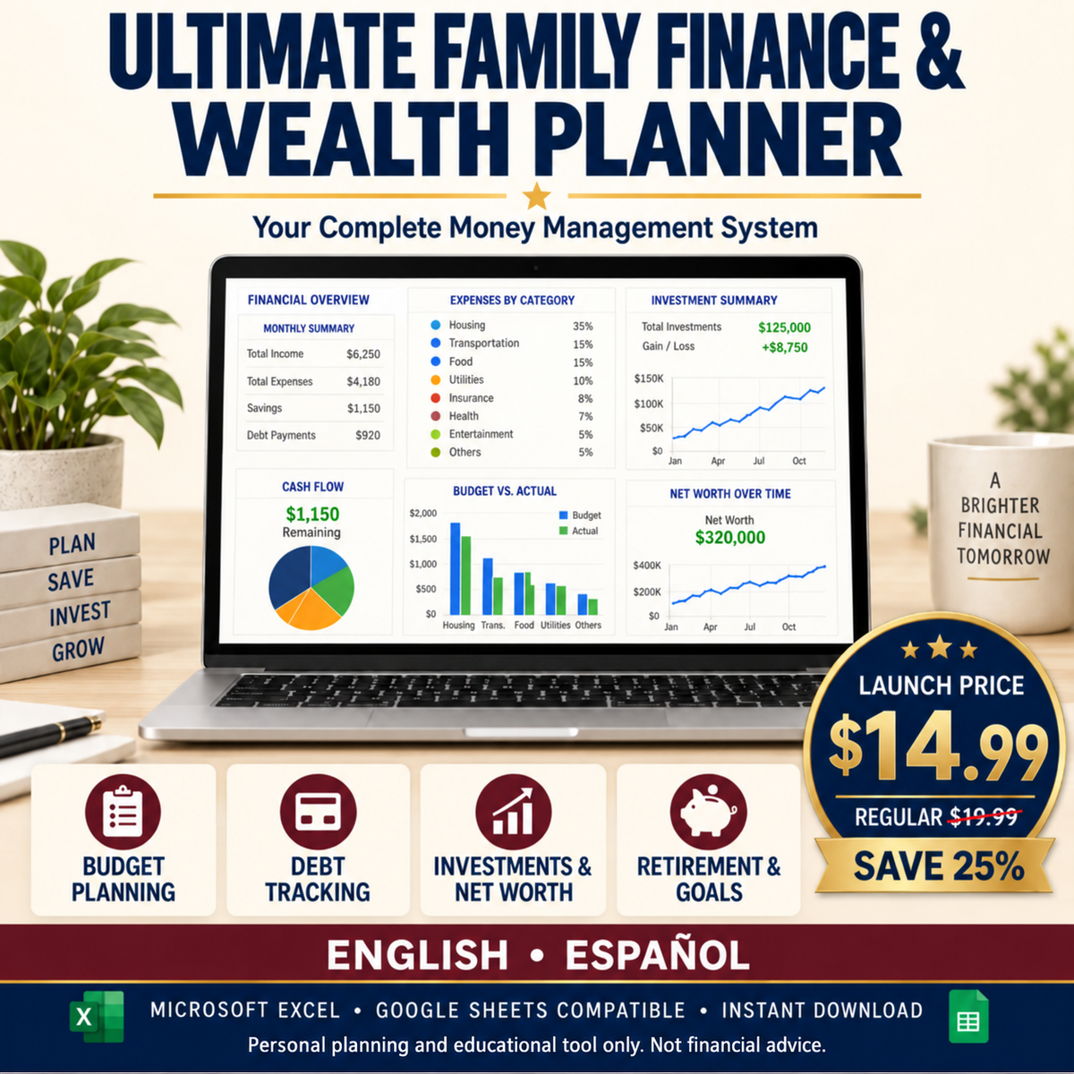 Ultimate Family Finance & Wealth Planner — English + Spanish