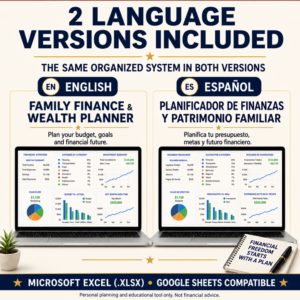 Ultimate Family Finance & Wealth Planner — English + Spanish