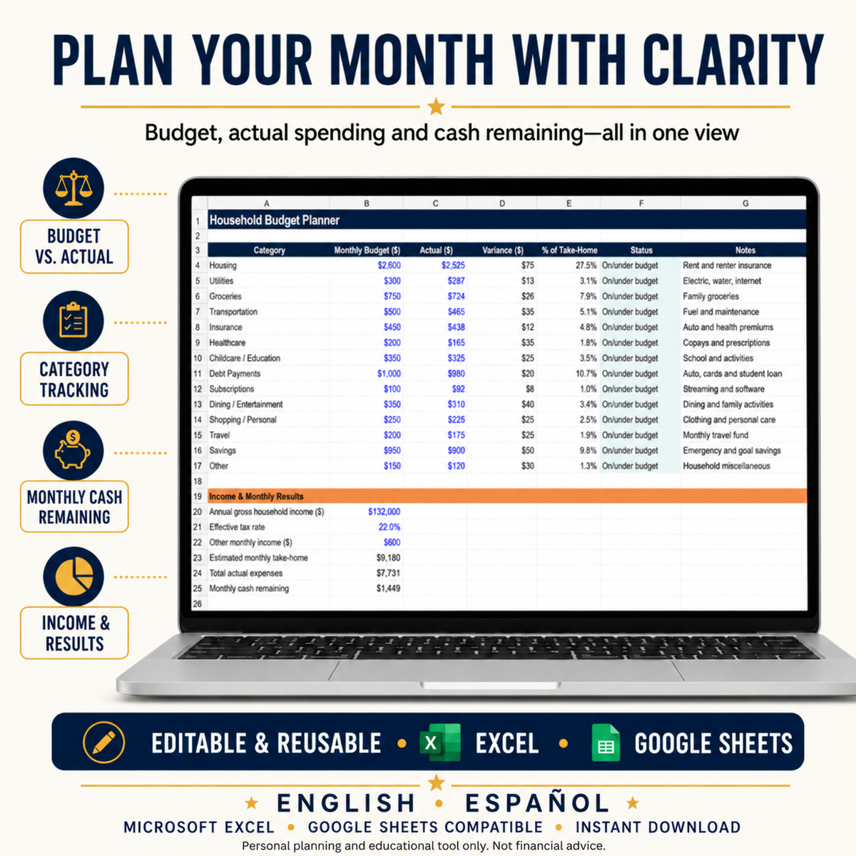 Ultimate Family Finance & Wealth Planner — English + Spanish