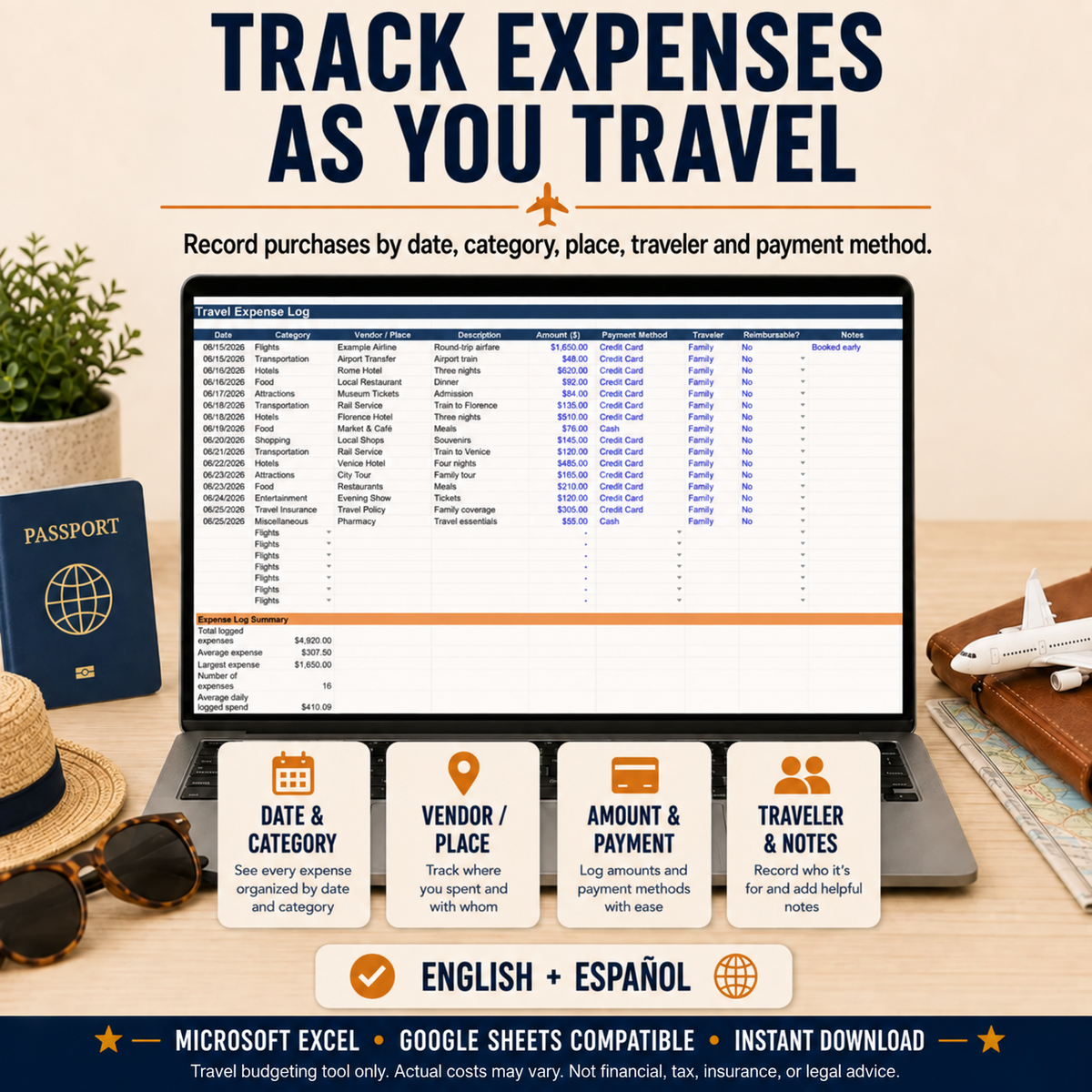 Vacation & Travel Budget Planner