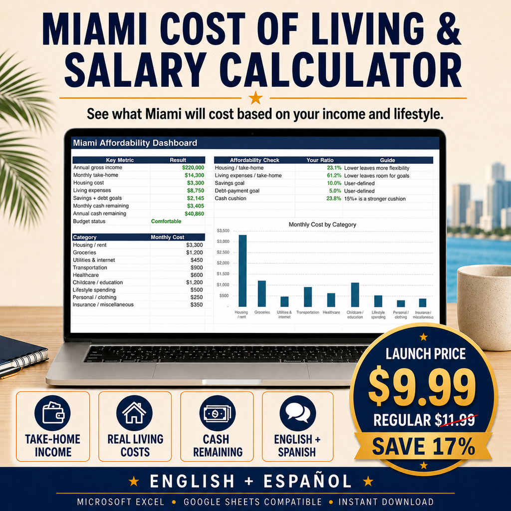 Miami Cost of Living & Salary Calculator — English + Spanish